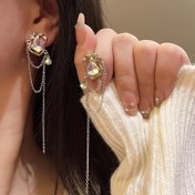Resim Kişilik Düzensiz Geometri Yapay Kristal Küpeler Küpeler Mizaç Zinciri Püskül Küpeler Moda Kadın Küpeler 