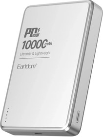 Resim Earldom PD54 10.000 Mah 15W Kablosuz Şarj ve 20W Type-C Çıkışlı Pd Hızlı Şarj Powerbank - Gümüş 