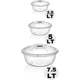 Resim Feyza Design Şeffaf 3'lü Çok Amaçlı Kapaklı Hamur Leğen Seti 3,5 ve 7,5 Lt 