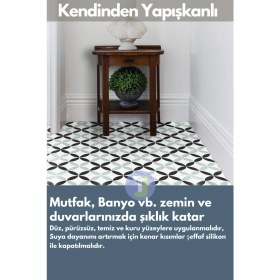 Resim Technojet Kendinden Yapışkanlı Karo Pvc Mutfak Banyo Tezgah Kaplama Sticker 4 Adet 30 cm × 30 cm 