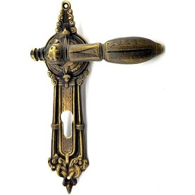 Resim Antika Tarz Dekoratif Pirinç Şato Model Banyo, Wc Kapı Kolu - 262x83 Mm, Antik Tdrtr 