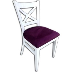 Resim Sandalye St Çapraz Model Kayın Torna Retro Ayak Babyface Kumaş Döşem Parlak Beyz 