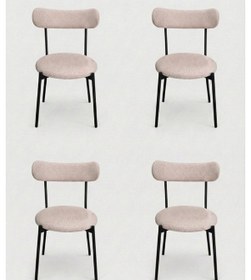 Resim 4 Adet Puffy Açık Kahverengi Teddy Sandalye Mutfak Sandalyesi Salon Sandalyesi Balkon Sandalyesi Açık Kahverengi 