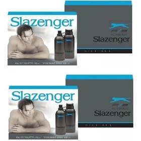 Resim Slazenger Active Sport Mavi Erkek Parfüm EDT 2 x 125 ML + Sprey Deodorant 2 x 150 ML 