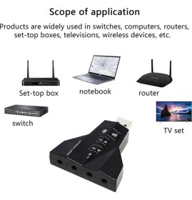 Resim Wozlo 7.1 USB Ses Kartı USB Sound Kart Virtual 3D Çevirici 
