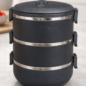 Resim Zeyma Home 3 Katlı Sızdırmaz Çelik Yemek Termosu-Siyah 