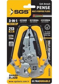 Resim Sgs Çok Amaçlı Elektrikçi Pense - Tel Ve Kablo Kesme-sıyırma-kıvırma 1 Adet 