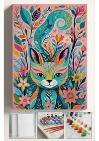 Resim Sayılarla Boyama Çerçeveli Hobi Seti Numaralı Tuval Fırça Boya Dahil Kasnaklı Grafiti Kedi 40x50 Cm 