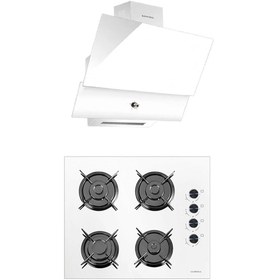 Resim Luxell SÜPER KRİSTAL BEYAZ ANKASTRE 2 Lİ SET (Oc88 Cam Ocak/ Da88 Davlumbaz Rotary Düğme) 