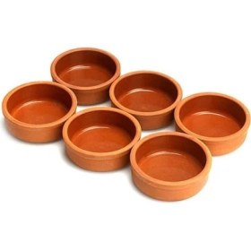 Resim abnturk 12 Adet Fırın Güveci Kapları Sütlaç Kabı 1. Kalite Organik Toprak Güveç Iç Yüzeyi Sırlı Natural Kase 