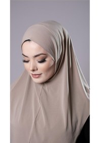 Resim Hürrem Bone Sütlü Kahve Pratik Hazır Geçmeli Tesettür Eşarp Sandy Kumaş Düz Hijab 2308 26 