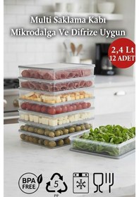 Resim 2,4 Lt Multi Saklama Kabı Difrize Uygun 12 Adet No:4 Şeffaf 