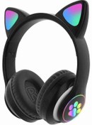 Resim Fuchsia C30 RGB Ledli Kablosuz Bluetoothlu Kedi Tasarım Kulaklık 