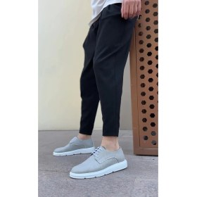 Resim BA0003 Bağcıklı Klasik Spor Gri Renk Keten Yüksek Taban Casual Erkek Ayakkabı 