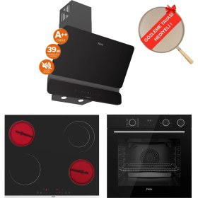 Resim Ferre Fryart&buharlı Noverra Sessiz Davlumbaz Elektrikli Siyah Ank. Set (D080-SA + MS263 + XE64CS) 