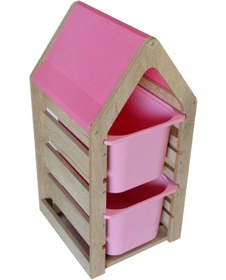 Resim Damla Toys Montessori Pembe Oyuncak Saklama Düzenleme Ünitesi Dolabı - 2 Büyük Pembe Trofast Sepetli 