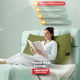 Resim Yatak Başı Yastığı - Sırt ve Bel Destek Yastığı 90 cm (Yeşil) 