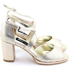 Resim Slt 1395 Saten Topuklu Bayan Abiye Ayakkabi Altin 