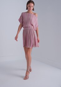 Resim Sim Detaylı Piliseli Pembe Mini Etek - Pembe / S 