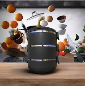 Resim Veliday Gri 3 Katlı Sızdırmaz Yemek Termosu Sefer Tası Davet Mutfak Eşyaları 