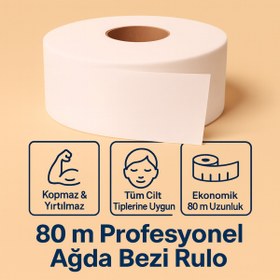 Resim Owersea 80 Metre Ağda Bezi Rulo – Yırtılmaz Kopmaz, Tüm Cilt Tiplerine Uygun Profesyonel Kullanım. 