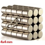 Resim 100 Adet 4x4 Mm Yuvarlak Neodyum Mıknatıs N35 Güçlü Magnet Nikel Kaplama 