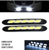 Resim Oto Gündüz Farı Sis Lambası Led Ultra Beyaz Elastik 25cm 2li 
