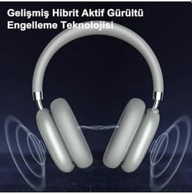 Resim LinkTech HP5 ANC Kulak Üstü Kablosuz Bluetooth Kulaklık Mavi 