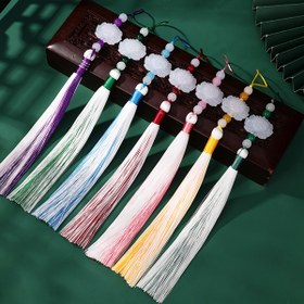 Resim [2D Düz] 1 adet Klasik Tarz Lotus Çiçeği Püskül Kolye Şans - Çok Renkli Çift Renk Tasarımı Araba, Çanta, Fan, Cep Telefonu ve Su Şişesi Aksesuarları için, Araba Aksesuarı | Klasik Tarz Püskül | Canlı Püskül Görünümü 