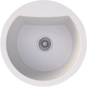 Resim Gradde Beyaz Tek Göz Oval50CM Çapında T.Üstü Granıt Eviye Gr50C x 
