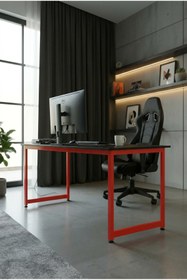 Resim KODIGU 160x60 Kırmızı Demir Ayaklı OYUNCU MASASI | Oyuncu masası | Çalışma Masası 