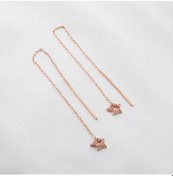 Resim Yıldız Zirkon Taşlı Rose Gold Kaplama Gümüş Zincir Küpe 