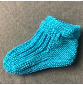 Resim Uretti - Tuğba 9352 - El Örgüsü Mavi Çocuk Patik Mavi 