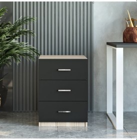 Resim Robin Home Verona Ofis Çalışma Masası Ve 3 Çekmeceli Keson Takım Set Meşe-siyah Meşe 