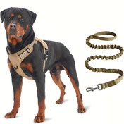 Resim Çekme Önleyici Köpek Tasmalı Yelek ve Bungee Kayışı - Orta & Büyük Boy Köpekler İçin Ayarlanabilir Kontrol Yeleği, Dayanıklı Konforlu Tasarım, Sağlam Metal Klipsli, Güvenli Tutuş, Yüksek Kaliteli Malzeme, Aktif Evcil Hayvan Sahipleri için Yürüyüş ve Doğa Yürüyüşü 