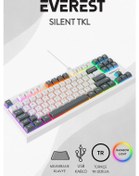 Resim Everest Kb-98 Sılent Tkl Beyaz/gri Mavi Rainbow Q Membrane Klavye 