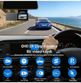 Resim K01 2k Dash Cam, Wifi & 64gb Kart, Süper Gece Görüşü, 170 Wdr, G-sensor, 24 Saat Park Modu 