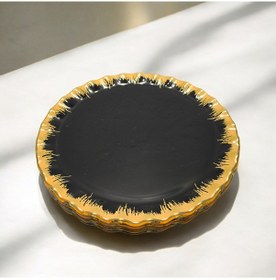 Resim Sudedi Home Alba Altın Yaldızlı Cam Servis Tabağı Takımı Altın - Siyah 