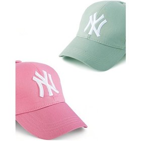 Resim Unisex 2'li Set Pembe ve Mint Yeşili Ny New York Beyzbol Şapka - Unisex Pembe - Mint 