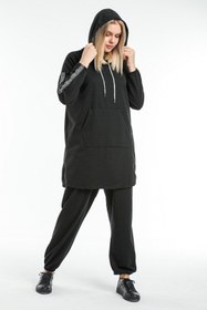 Resim CNG MODA Kadın Siyah Oversize Eşofman Takımı 