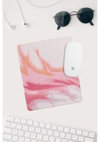 Resim Pembe Turuncu Desenli Bilek Destekli Dikdörtgen Mouse Pad Mouse Altlığı. Mousepad 