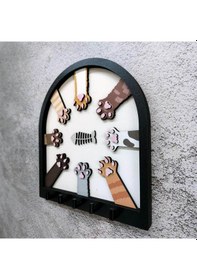 Resim Renkli Kedi Patileri Ve Balık Kabartma Tasarım Anahtarlık Duvar Dekor Askılık Diğer 