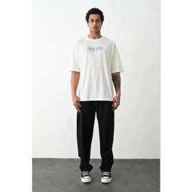 Resim Marsilyan Baskılı Oversize T-Shirt - Beyaz - 