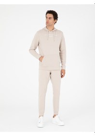 Resim Cacharel Bej Jogger Fit Paçası Lastikli Pamuk Karışımlı Eşofman Altı 