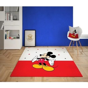 Resim Mınık Mıckey Kalın Taban Çocuk Oda Halısı Beyaz - Kırmızı 