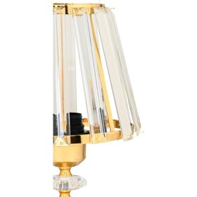 Resim Art&Gift Gerçek Kristal Cam Başlık Gold Metal Gövdeli Yatak Odası Abajur Salon Lambası 
