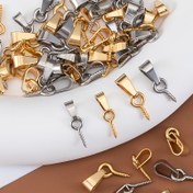 Resim 10 Adet Paslanmaz Çelik Koyun Gözü Çıtçıt ve Pandantif Bağlantı Seti - DIY Boncuk, Kolye, Bileklik, Küpe Yapım Malzemesi 