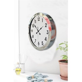Resim 36 Cm Krom Metal Standart Duvar Saati Diğer 