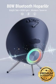 Resim 4 Berry Bluetooth Hoparlör RGB 80W Taşınabilir Speaker UFO AIR - Siyah 
