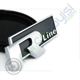 Resim R Line Siyah Metal 3D Amblem Logo Orjinal Style 